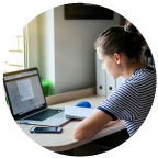 Woman studying self-paced online course
